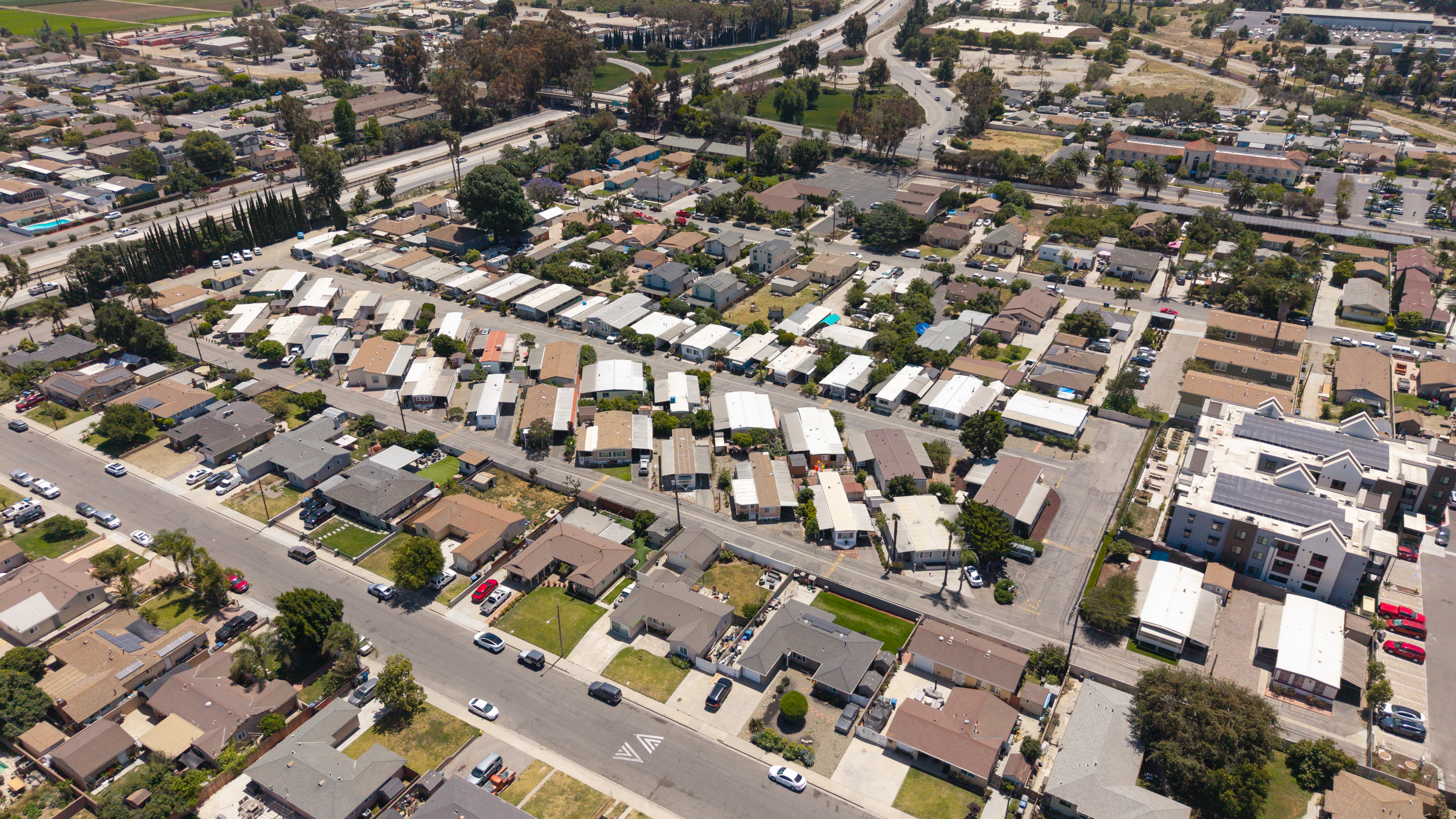Aerial view of the community and Highway 126